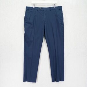Hart Schaffner Marx Wool Spandex Blue Flat Front Dress Pants Trousers 40 /‎ 30.5